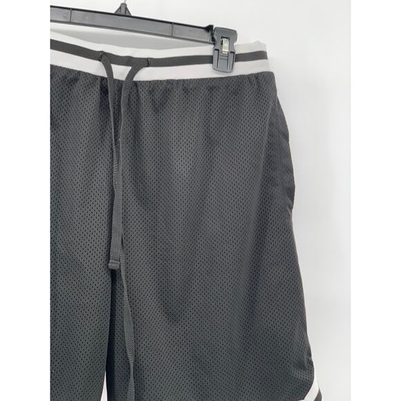 UNBRANDED Men's Black-White Mesh Drawstring Active Basketball Shorts SZ S - Picture 5 of 8